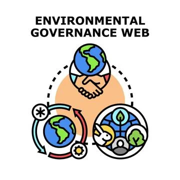 Global environmental governance web concept illustration Stock Illustration