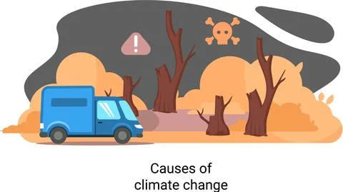 Global environmental problems. Land degradation. Soil erosion, desertification Stock Illustration