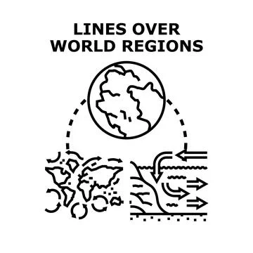 Global environmental processes impacting world regions icon Stock Illustration