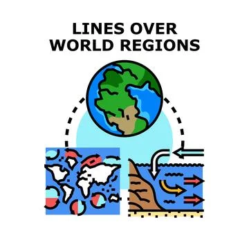 Global environmental processes impacting world regions icon Stock Illustration