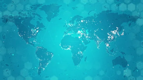 Global Epidemic Research Network on a World Map Stock Footage 338433228