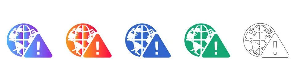 Global Error and Internet Connection Issue Icon Set Illustrazione stock