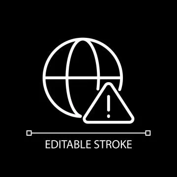 Global error white linear icon for dark theme Stock Illustration