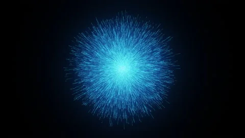 Global explode of blue particles isolated on black background 3d animation Stock Footage 137905802