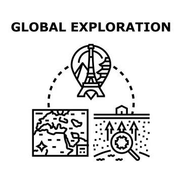 Global exploration concept tracking travel and geological research Stock Illustration