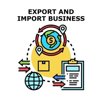 Global export and import business operations trading worldwide Stock Illustration