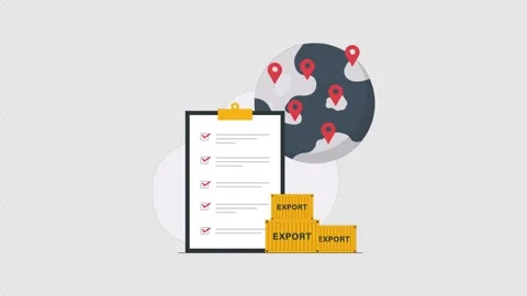 Global Export Checklist. International Trade Shipping Animation - Transparent 스톡 동영상 334689987