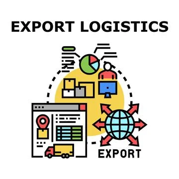 Global export logistics managing international supply chain operations Stock Illustration