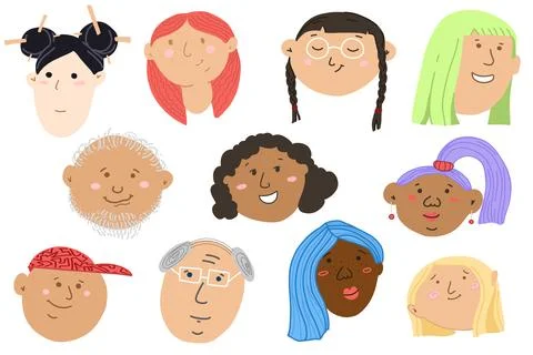 Global Faces, avatar collection, set Stock Illustration