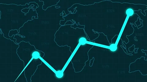 Global financial chart with upward growth trend data points. Business succe.. Stock Footage 337371069