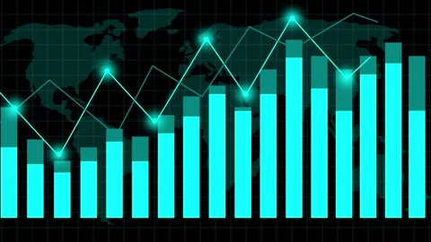 Global financial data visualization with bar graph line chart. Business sta.. Stock Footage 337371010