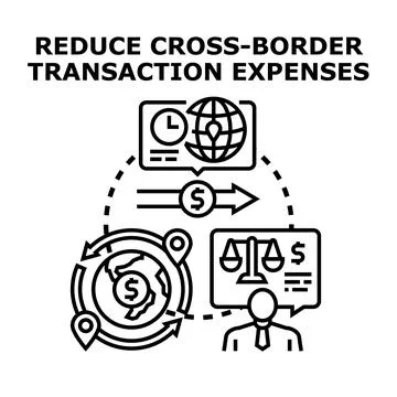 Global financial expense reduction optimizing international transactions Stock Illustration