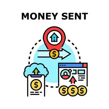 Global financial operations transferring currency using online applications Stock Illustration