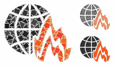 Global fire Composition Icon of Unequal Parts Illustrazione stock