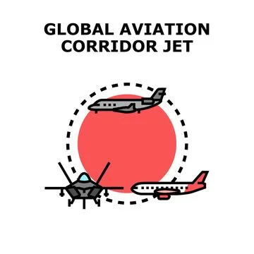 Global flight aviation corridor jet transportation concept Stock Illustration