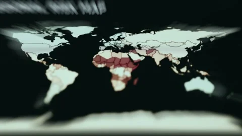 Global Food Crisis Risk Map in Landscape View Stock Footage 339406787