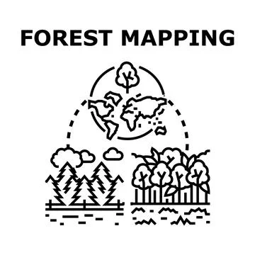 Global forest mapping for environmental preservation management Stock Illustration