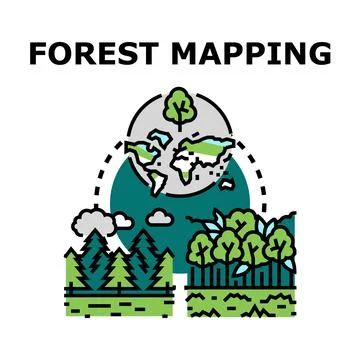 Global forest mapping for environmental preservation management Stock Illustration