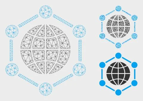 Global Frame Vector Mesh Wire Frame Model and Triangle Mosaic Icon イラスト素材