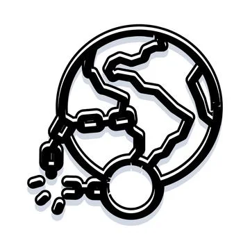 Global freedom breaking chains, world liberation concept Stock Illustration