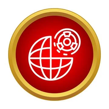 Global gambling network icon on red background Stock Illustration