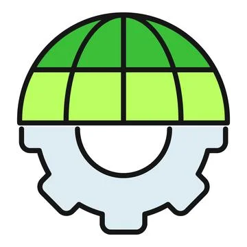 Global gear icon representing world settings or customization Stock Illustration