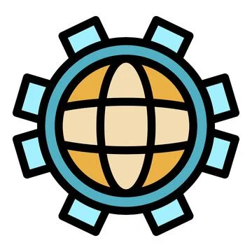 Global gear printing icon vector flat Stock Illustration