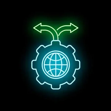 Global gear process with diverging arrows concept Ilustración de archivo
