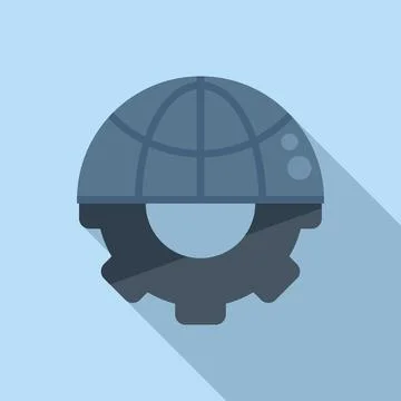 Global gear solution icon flat vector. Creative teamwork 스톡 일러스트
