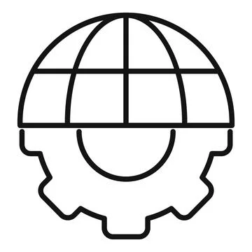Global gear solution icon outline vector. Creative teamwork Stock Illustration