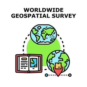Global geospatial survey analyzing location data Stock Illustration