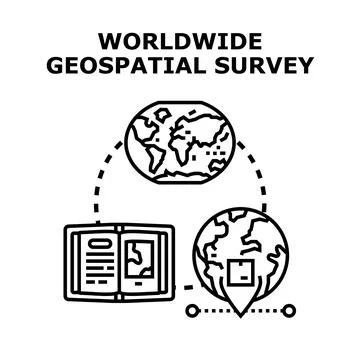 Global geospatial survey analyzing location data Stock Illustration