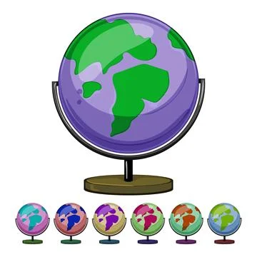 Global globe cartoon vector graphic sign color Illustration