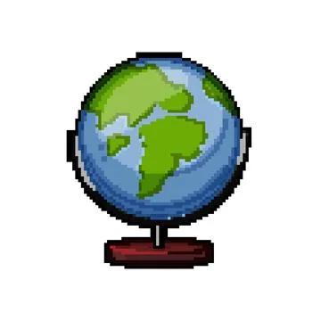 Global globe pixel art vector illustration sign color Stock Illustration