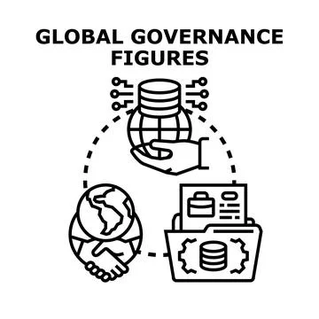 Global governance system managing data and agreements Illustrazione stock