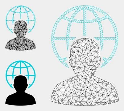 Global Governor Vector Mesh 2D Model and Triangle Mosaic Icon Illustrazione stock