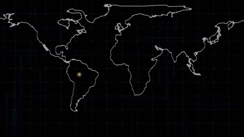 Global GPS data detect earth map, Radar GPS navigation interface, world map Video stock 82305615