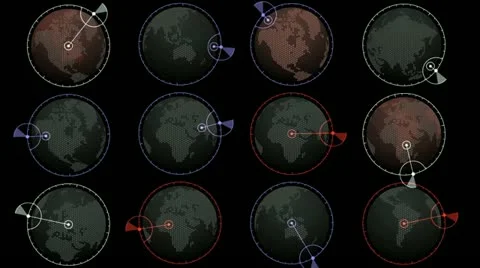 Global GPS earth city map military Radar GPS screen navigation interface. Stock Footage 12707111