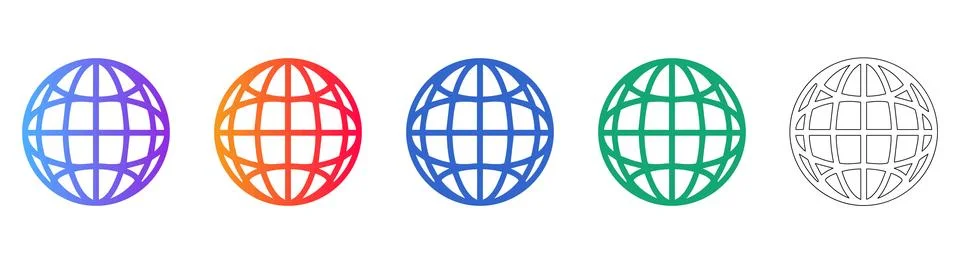 Global Grid Globe Icon Set 스톡 일러스트