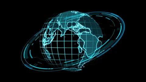 Global grid network wireless connection simulation on monitor digital techn.. Stockfoto's