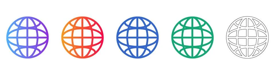 Global Grid Sphere Icon Set Stock Illustration