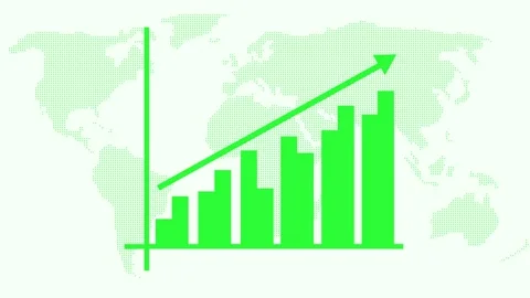 Global Growth Bar Graph on World Map Animation Vidéo 309964812