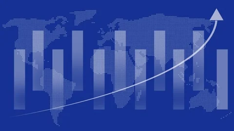Global growth chart features a rising bar chart. This global growth chart t.. Stock Footage 337621470