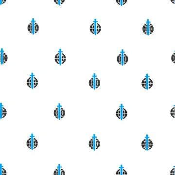Global Guard Sword Flat Vector Seamless Pattern Stock Illustration