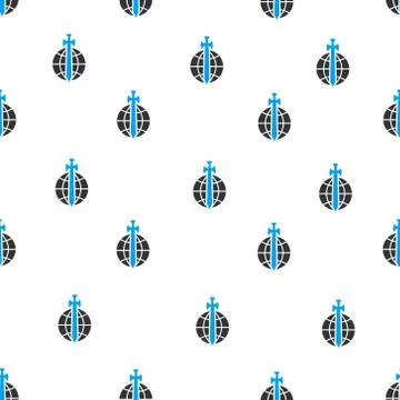 Global Guard Sword Flat Vector Seamless Pattern 스톡 일러스트