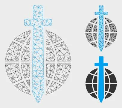 Global Guard Vector Mesh 2D Model and Triangle Mosaic Icon Stockillustratie