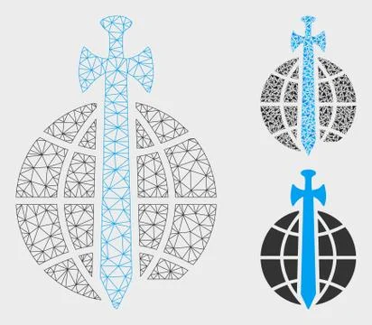 Global Guard Vector Mesh 2D Model and Triangle Mosaic Icon 스톡 일러스트