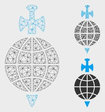 Global Guard Vector Mesh 2D Model and Triangle Mosaic Icon イラスト素材
