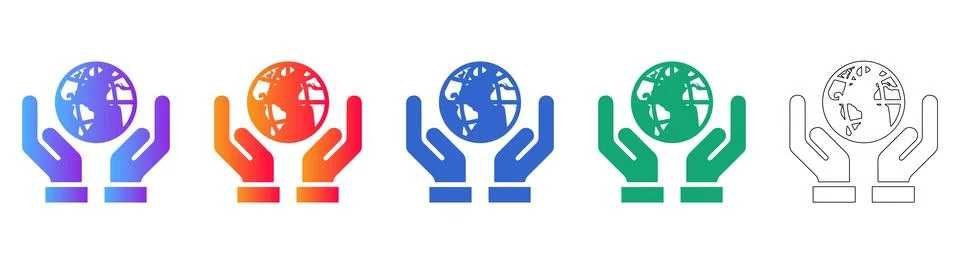 Global Hands Support Vector Icon Set Stock Illustration
