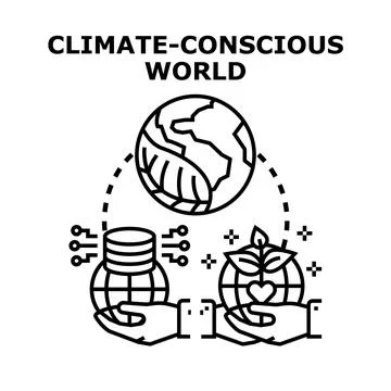 Global hands supporting sustainable climate future Stock Illustration